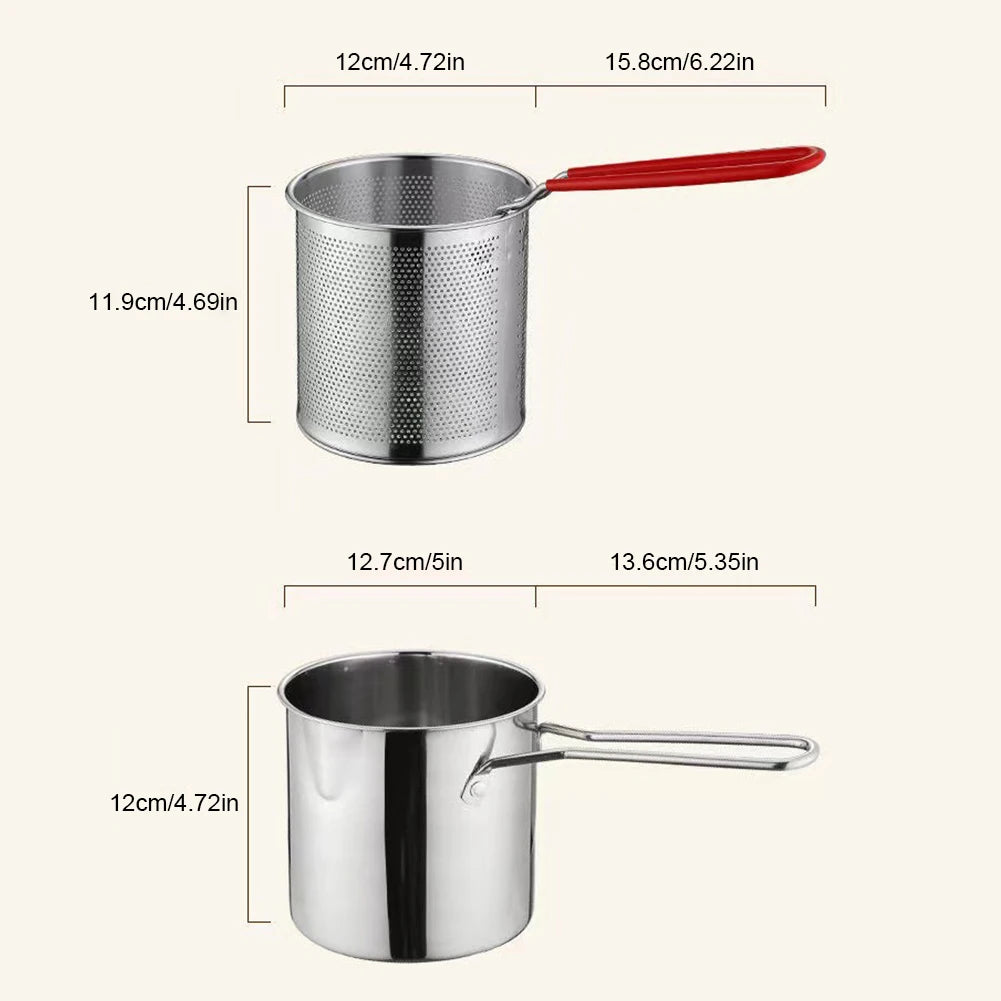 Stainless Steel Deep Frying Pot With Strainer.