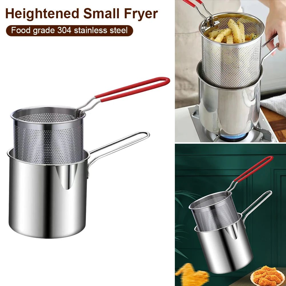 Stainless Steel Deep Frying Pot With Strainer.