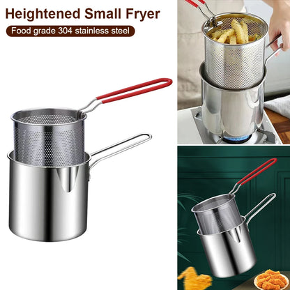 Stainless Steel Deep Frying Pot With Strainer.