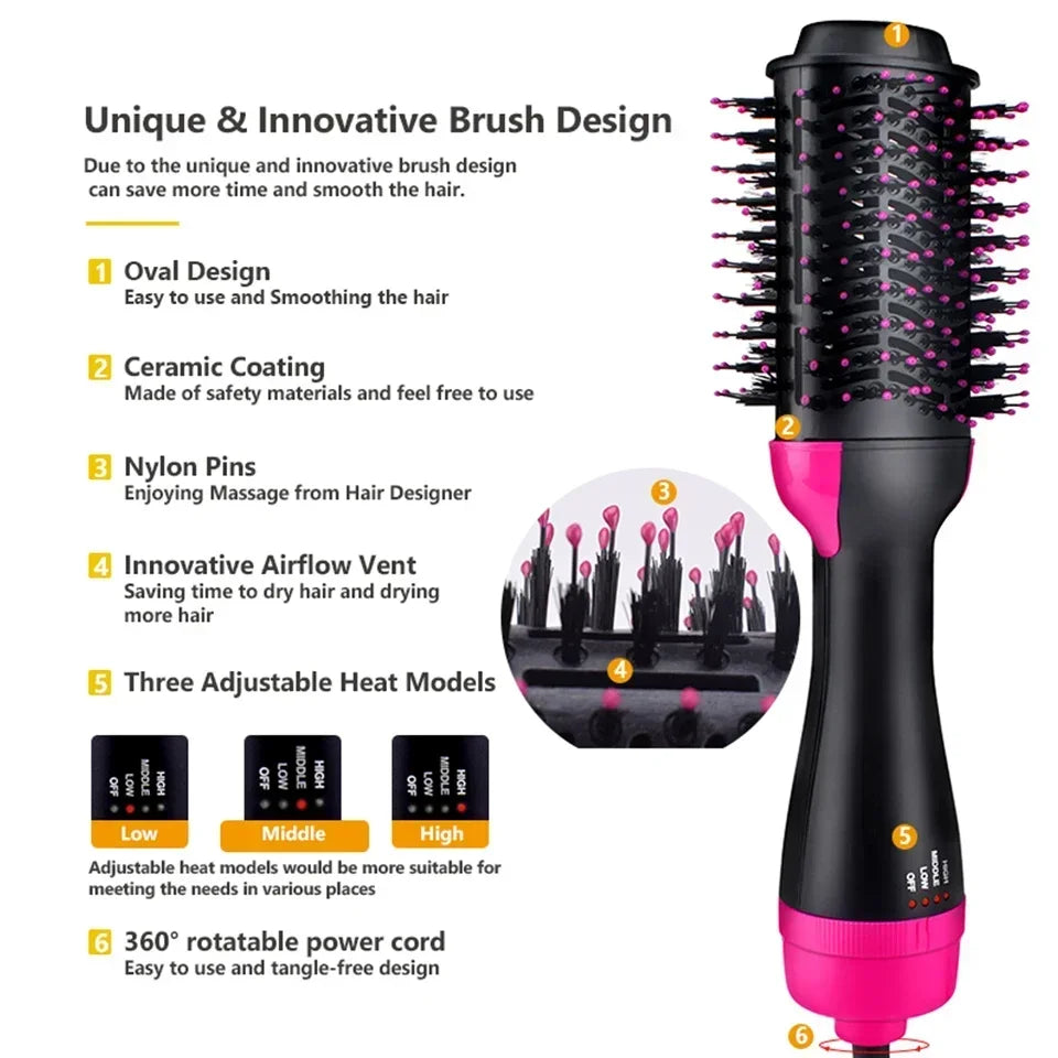 One Step Hot Air Brush Styler and Volumizer Hair Straightener Curler Comb Roller