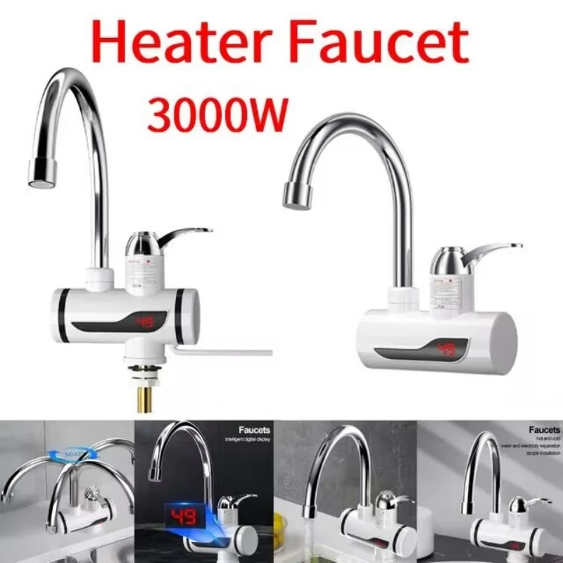 Tankless Electric Water Heater Tap Instant Hot Water Faucet 360 Degree Rotation