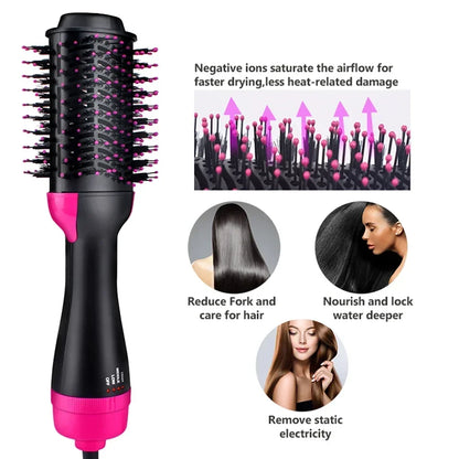 One Step Hot Air Brush Styler and Volumizer Hair Straightener Curler Comb Roller