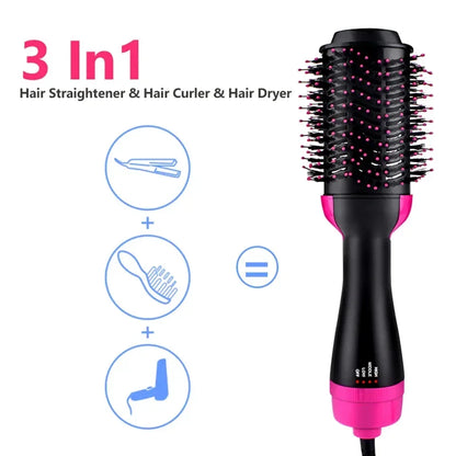 One Step Hot Air Brush Styler and Volumizer Hair Straightener Curler Comb Roller